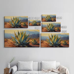 Southwestern Wall Art, Agave Desert Canvas Ready to Hang Large Print ...