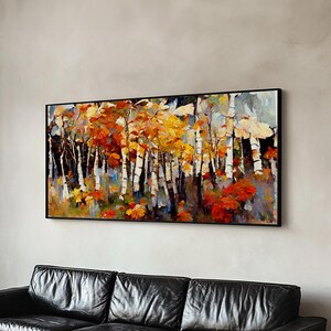 Large Birch Trees Canvas Print Boho Wall Decor Autumn Birch Forest ...