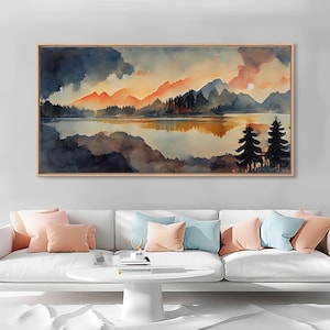 Watercolor painting of a forest fire, canvas print, landscape art