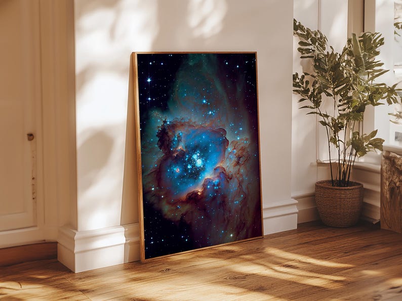 The Stars Glow At Night, framed canvas print, watercolor space painting image 18