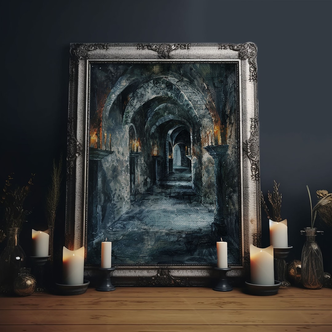 Dark Gothic Hallway Halloween Art, Spooky Hallway, Haunted Passage ...