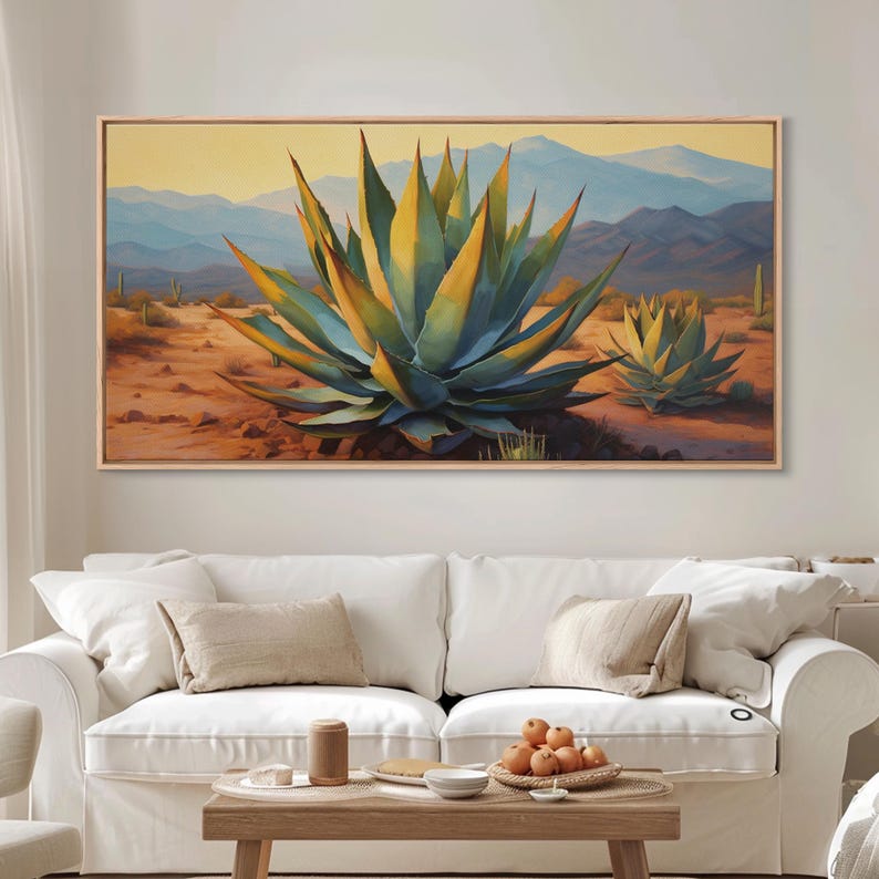 Southwestern Wall Art, Agave Desert Canvas Ready to Hang Large Print ...