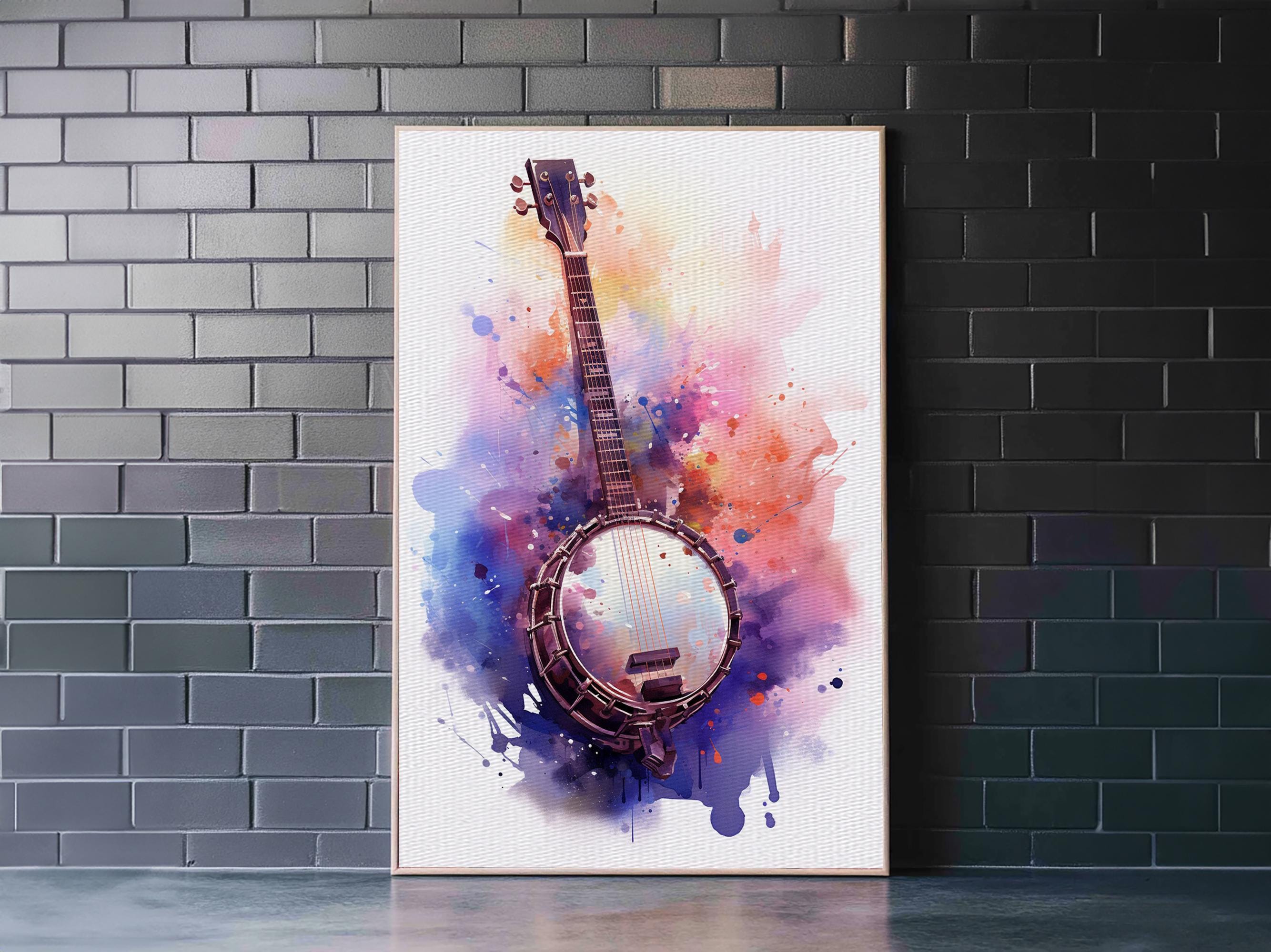 Banjo Gift, Banjo Wall Art Canvas Print, Country Music Art, Guitar