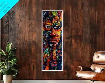 Colorful Tribal Abstract African Art Canvas Print Vibrant Afrocentric Living Room Wall Art Unique Boho Decor Bold Ethnic Artwork