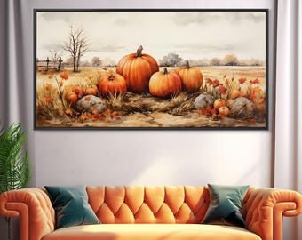 Pumpkins Stilll Life, Fall Decor, Farmhouse Wall Art, Framed Canvas Print, Vintage Inspired, Farmhouse Wall Art, Canvas Sign, Autumn Art