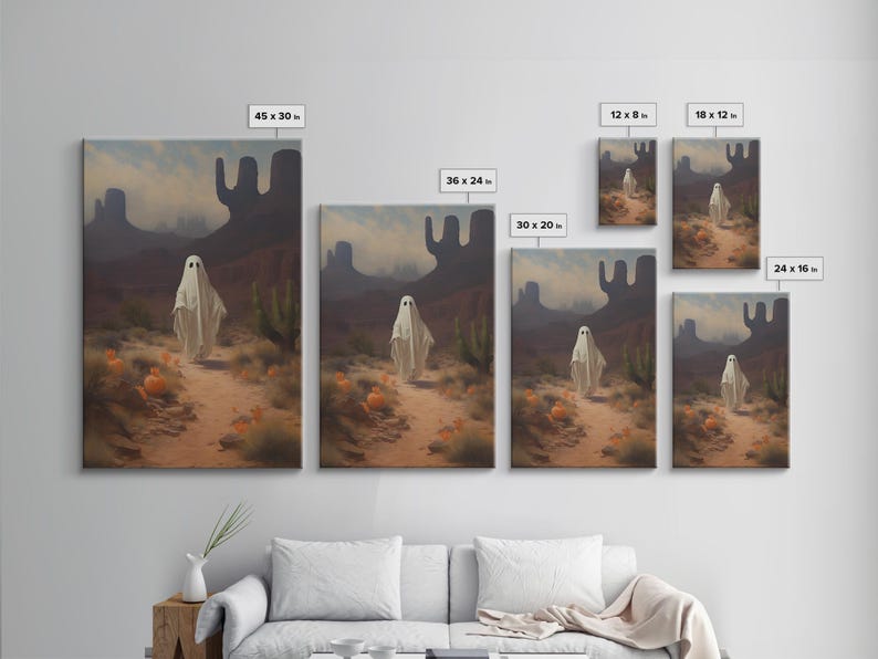 Wild West Cowboy Ghost, Western Halloween Decor, Framed Canvas Print, Halloween Canvas Art, Cowboy Halloween, Southwestern Art image 8