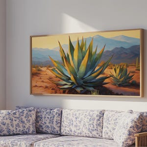 Southwestern Wall Art, Agave Desert Canvas Ready to Hang Large Print ...