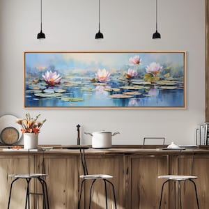 Water Lily Framed Canvas Print, Water Lily, Lily Pad Print, Lily Print, Wall Art, Wall Decor, Spa art, Tranquil Art, Water Lily Art image 6