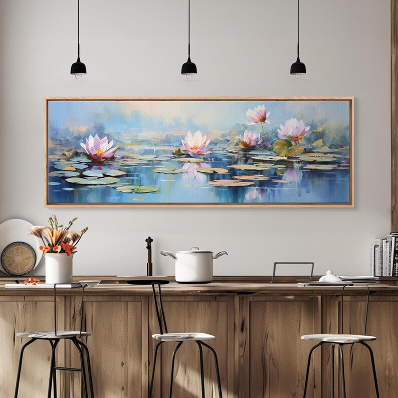 Water Lily Framed Canvas Print, Water Lily, Lily Pad Print, Lily Print, Wall Art, Wall Decor, Spa art, Tranquil Art, Water Lily Art image 6