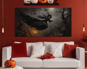 Cool Witch Art, Pagan Art, Framed Canvas Print, Halloween Wall Art, Witch Poster, Halloween Decoration, Witch Print, Halloween Witch
