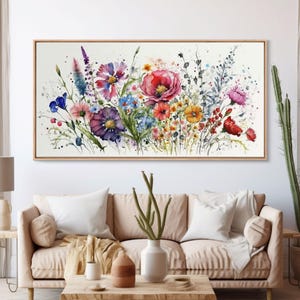 Wall Art Wildflower Watercolors, Colorful Floral Prints, Framed Canvas Print, Original Watercolor Painting Print, Mother's Day