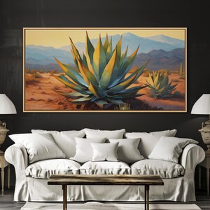 Southwestern Wall Art, Agave Desert Canvas Ready to Hang Large Print ...