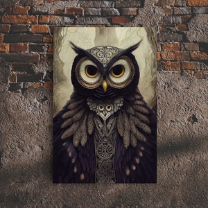 Portrait of an owl, Cool Owl art, Framed Canvas Print, Ready To Hang Framed Wall Art, Living Room Wall Hanging