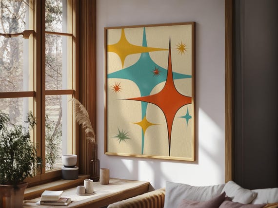 Art Deco Starburst Canvas Print: Mid-century Modern Wall Art - Etsy