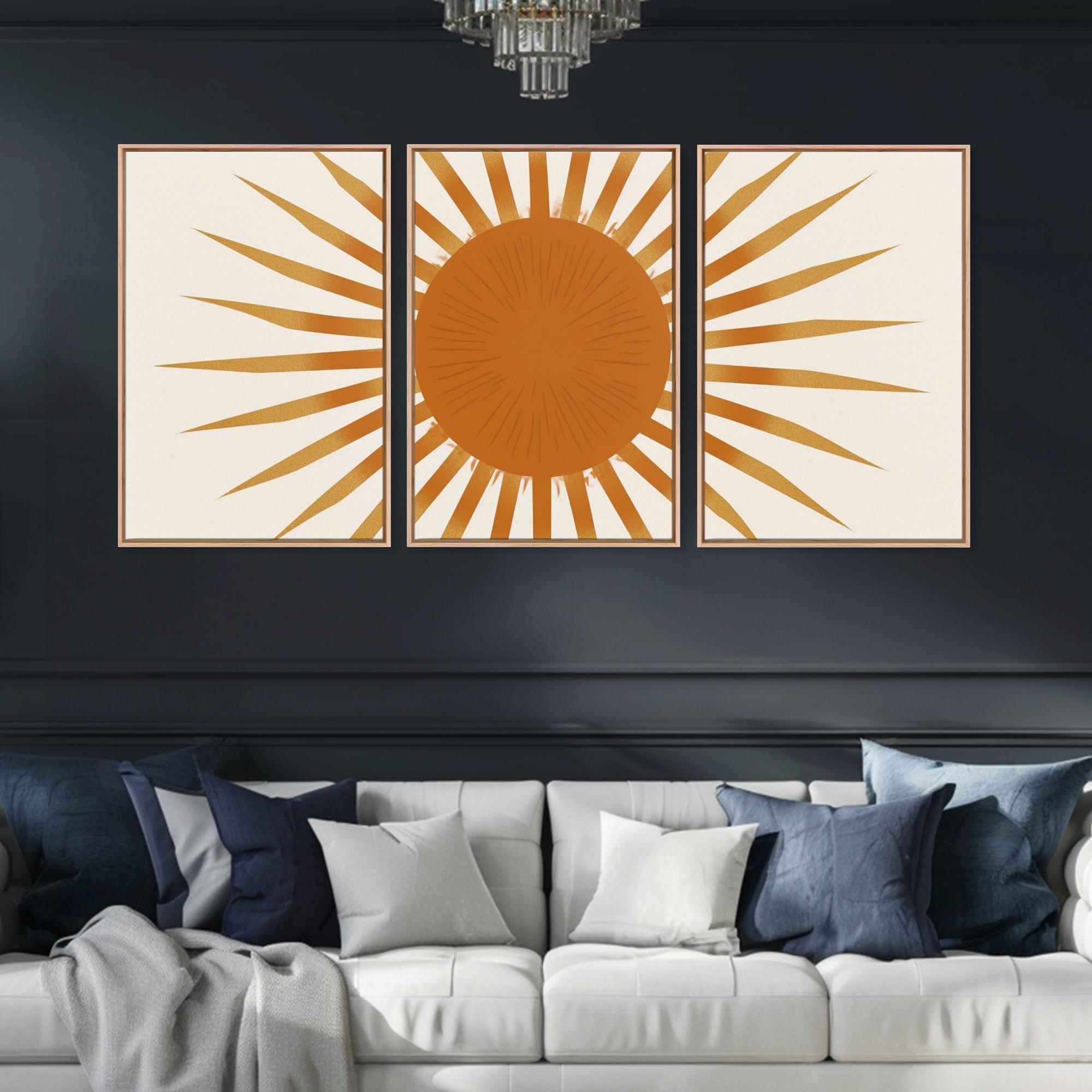 Glamorous Sunburst Wall Art, Art Deco, Framed Canvas Print 