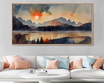 Watercolor forest fire, canvas print, landscape art, cool living room art, depressing art, painting reproduction print