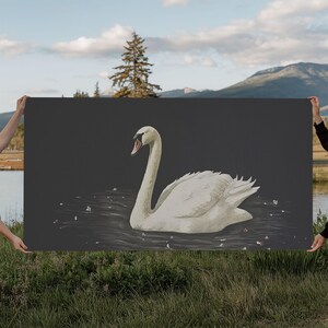 The Black Swan, Vintage Framed Canvas Art, Retro Framed Vintage Print, Vintage Painting, Black Swan Art, Girls Room or Nursery print