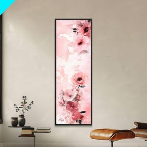 Pink Floral Framed Canvas Print Botanical Prints Cottagecore Art Rustic Wall Art Light Pink Wall Art Bedroom Decor Gift Idea