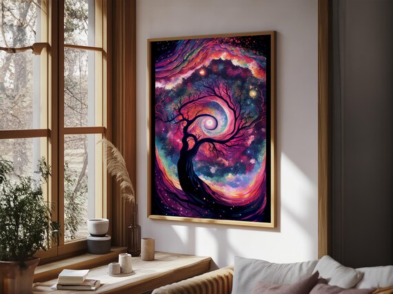 Whimsical and Mysterious Art, Framed Canvas Print, Wisteria Tree