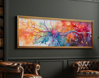 Neurons Framed Canvas Print: Abstract Science Brain Art
