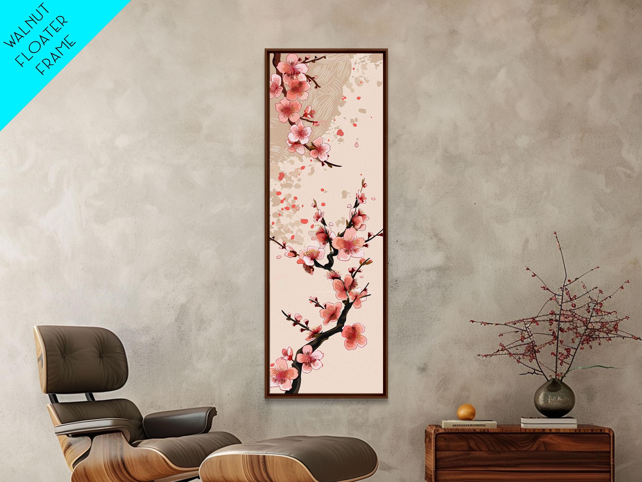 Cherry Blossom Branches on Canvas in Japanese Ukiyo-e Style