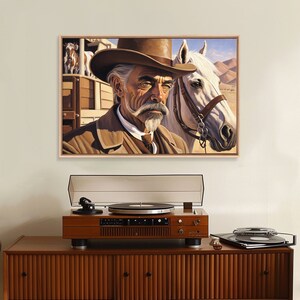 Wild West Cowboy Painting, Western Decor, Southwestern Wall Art, Modern Design Canvas Painting, Southern Home Art, Ranch Wall Art