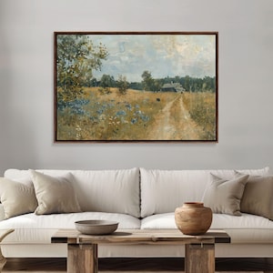 Capotas azules y caminos rurales, arte texano, impresión en lienzo enmarcado, arte con marco de madera, arte en metal, arte mural en metal, decoración primitiva para el hogar