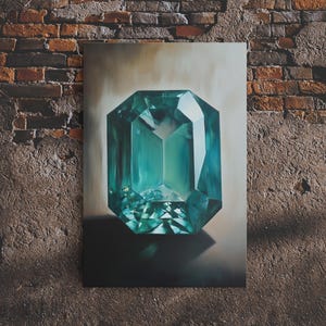 Watercolor Painting Print of an Emerald, Genstones Painting, Gemstone Painting, Emerald Wall Art, Emerald Green Home Decor, Kitsch Art immagine 18