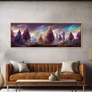 RPG Art, High Fantasy Forest Wall Art, Ready To Hang Canvas Print, Panoramic Art, Fantasy RPG Concept Art