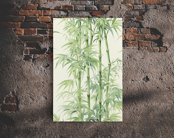 Wabi Sabi Bamboo Wall Art Print, Zen Decor, Zen Wall Art, Botanical Print, Bamboo Painting, Meditation Decor, Bamboo Decor, Framed Canvas