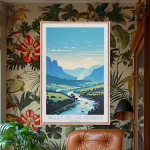 Valley of Geysers Framed Canvas Print Travel Poster | original Wall Art | Home Decor | Gift For Travel Lover | Wall Hanging