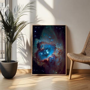 The Stars Glow At Night, framed canvas print, watercolor space painting image 15