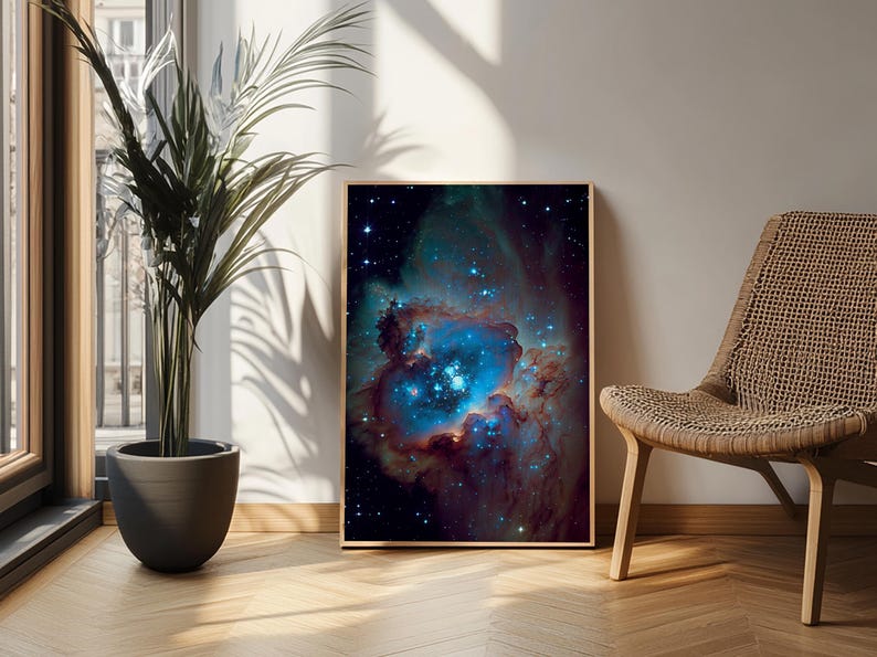 The Stars Glow At Night, framed canvas print, watercolor space painting image 15