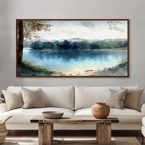 Blue Lake Art | Framed Canvas Print | Blue Lake Painting | Lake House Decor | Guest Room Landscape Painting | Wallowa Lake Painting image 15
