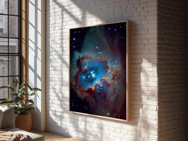 The Stars Glow At Night, framed canvas print, watercolor space painting image 14