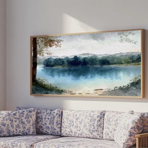 Blue Lake Art | Framed Canvas Print | Blue Lake Painting | Lake House Decor | Guest Room Landscape Painting | Wallowa Lake Painting image 16
