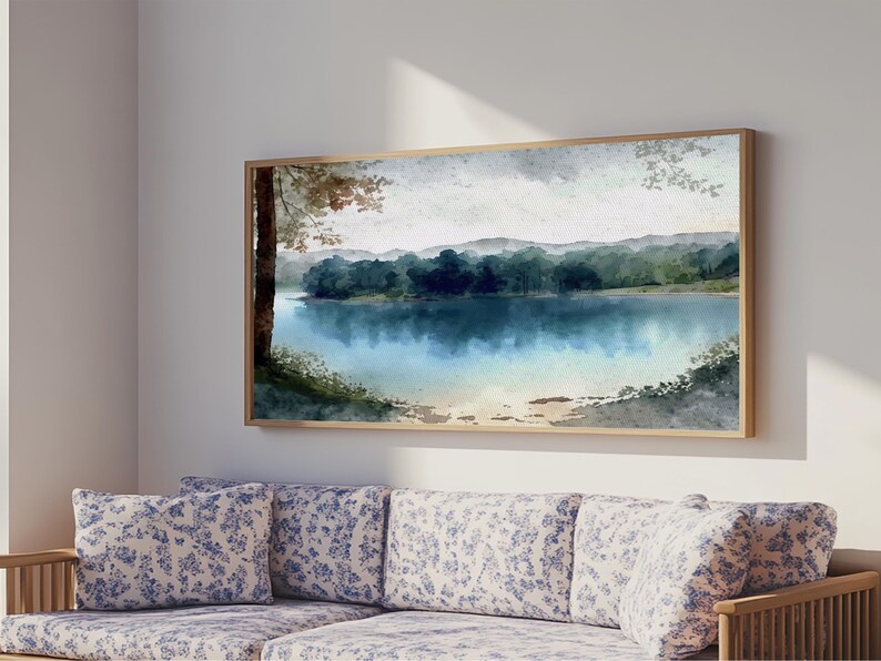 Blue Lake Art | Framed Canvas Print | Blue Lake Painting | Lake House Decor | Guest Room Landscape Painting | Wallowa Lake Painting image 16
