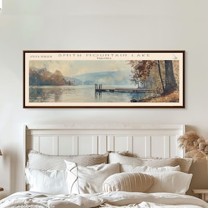Smith Mountain Lake Virginia Panoramic Canvas Print: Lake House Decor
