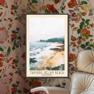 Tanjung Gelam Beach, Indonesia Watercolor Beach Print, Vacation Gift, Indonesia Wall Art, Beach Painting, Beach Decor, Beach Painting
