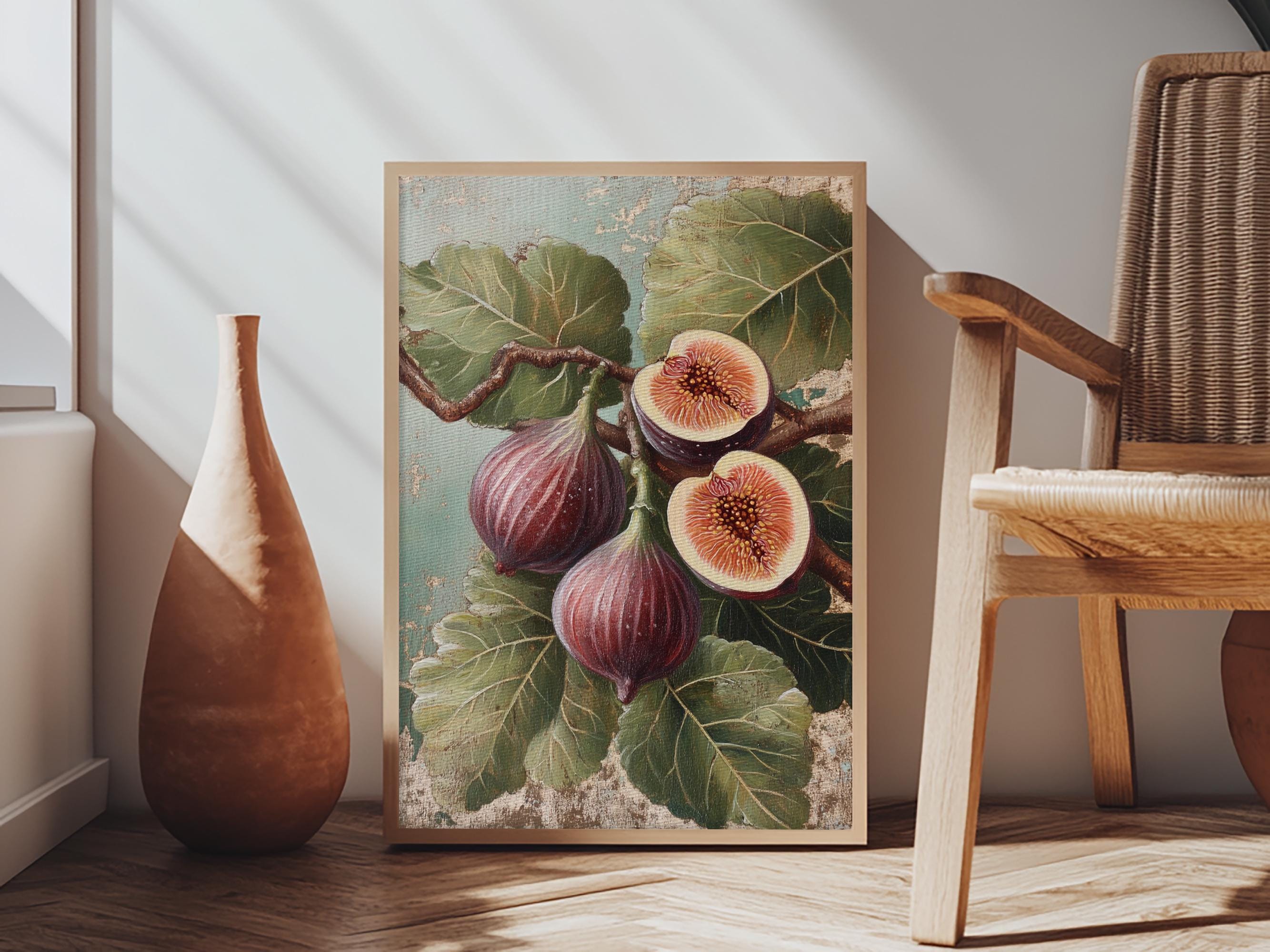 Fig Oil Painting Print in A Frame, Small Kitchen Art, Kitsch Kitchen ...