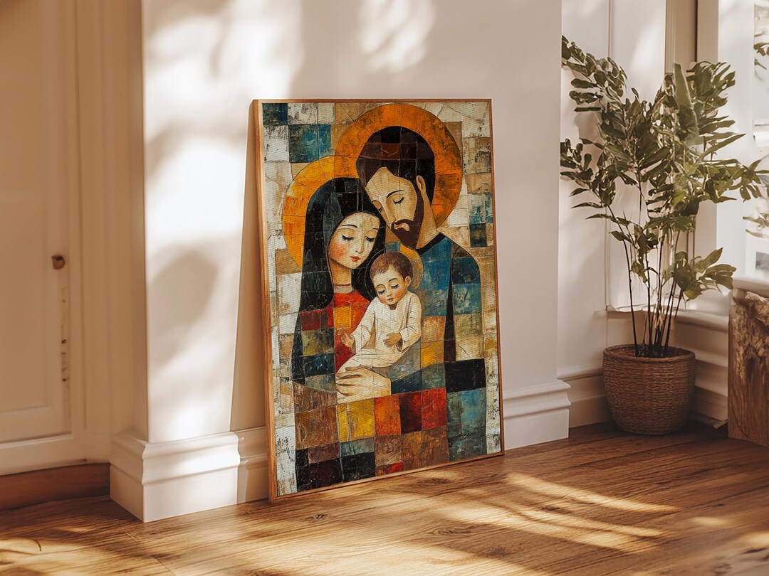 Feast of the Holy Family Framed Canvas Print | Warm Geometric Christian ...