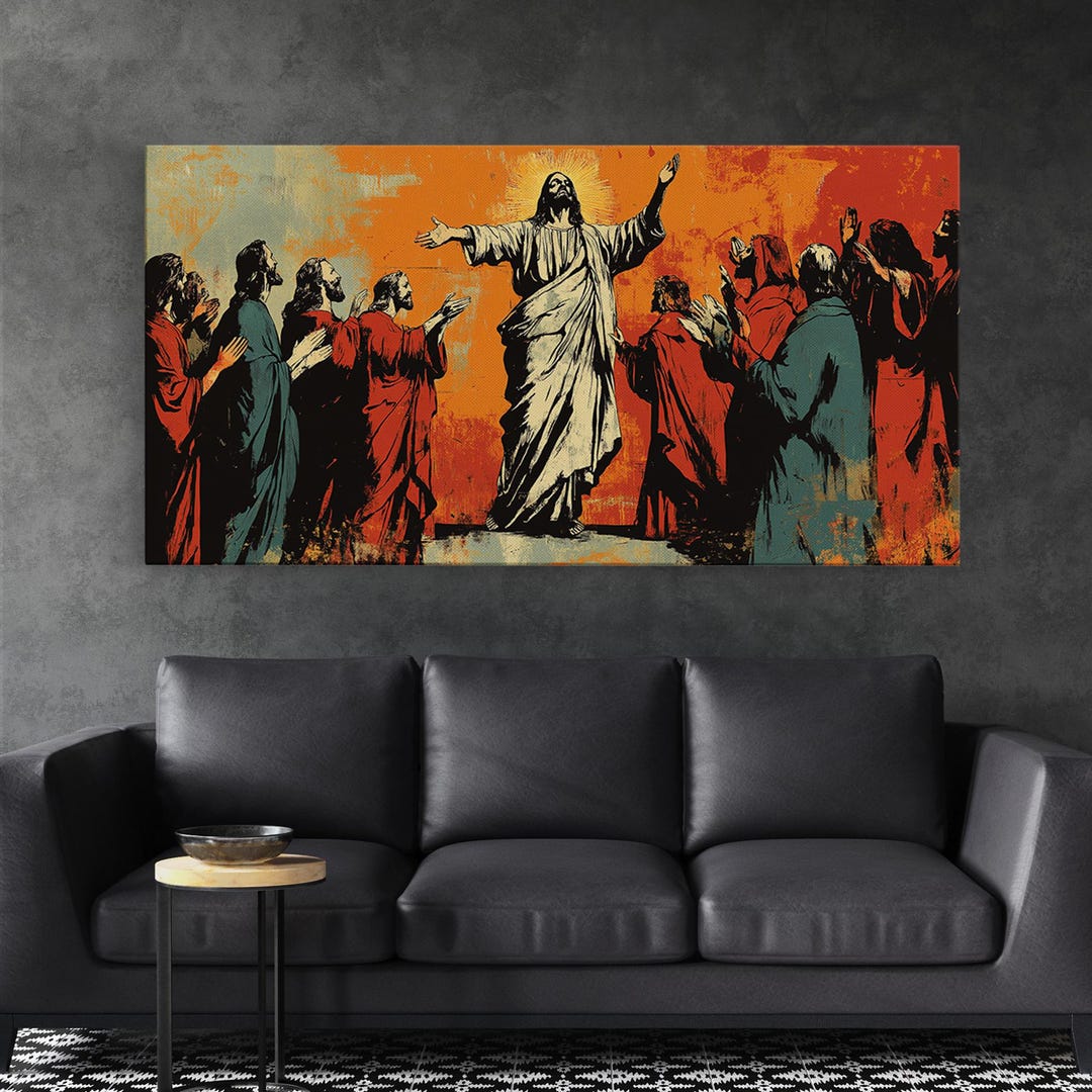 Raising of Lazarus Biblical Miracle Pop Art Framed Canvas Print ...