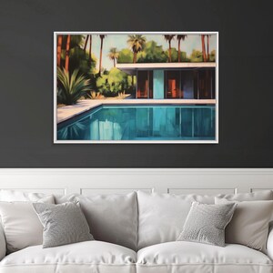 The Pool House, Mid Century Modern Decor, Framed Wall Art, Architectural Print, Retro Art, Swimming Pool Art, Framed Painting image 18