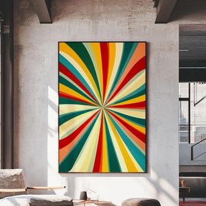 MCM Style Abstract Art - &quot;The Tunnel&quot; - Mid-Century Modern Wall Art, Large Wood Framed Wall Art with Midcentury Modern Style, Boho Decor