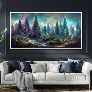 Trippy wall art canvas print, psychedelic wall art, Panoramic nature landscape wall art, fantasy art