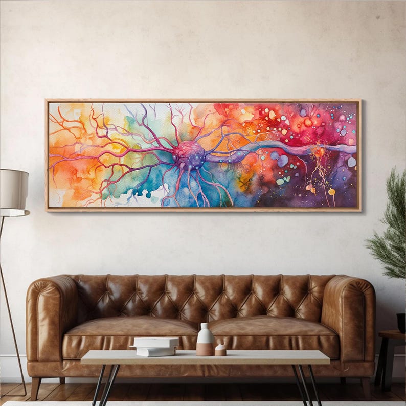 Neurons Framed Canvas Print: Abstract Science Brain Art image 3