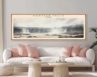 Kaieteur Falls Travel Print Wall Art, Panoramic Travel Poster, Retro Style Home Decor, Wall Hanging, Travel Gift Idea