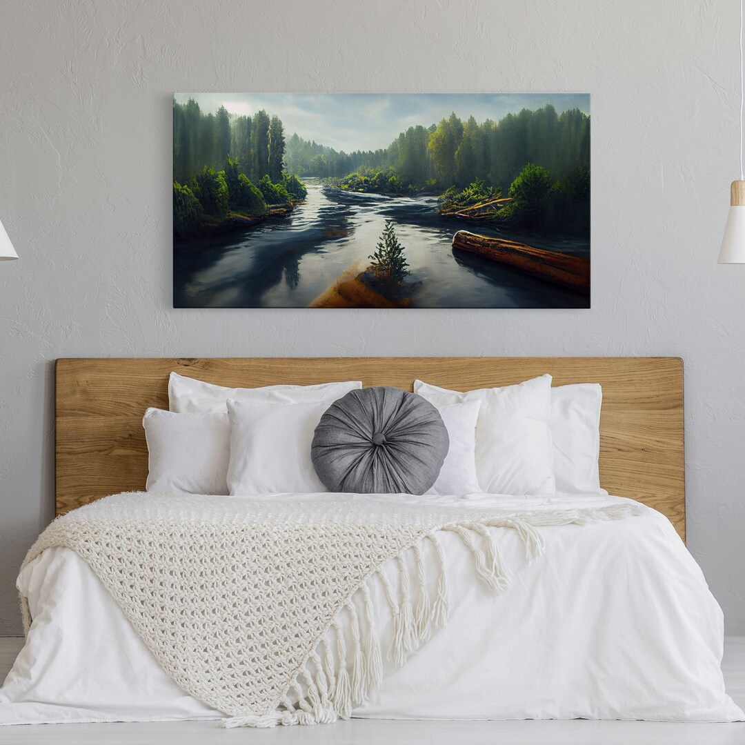 Flowing River Wall Decor Ready to Hang Canvas Print Wall Art Etsy