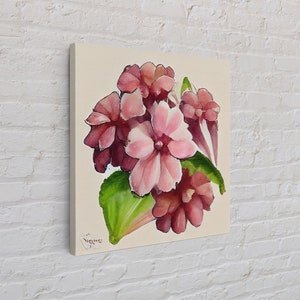 Bergenia Flower, Watercolor Flower Art, Floral Art, Gifts for Her, framed canvas print, wall art image 5