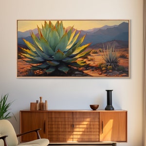Southwestern Wall Art, Agave Desert Canvas Print Ready to Hang Large Print, Oil Painting, Landscape Wall Art, Desert Decor